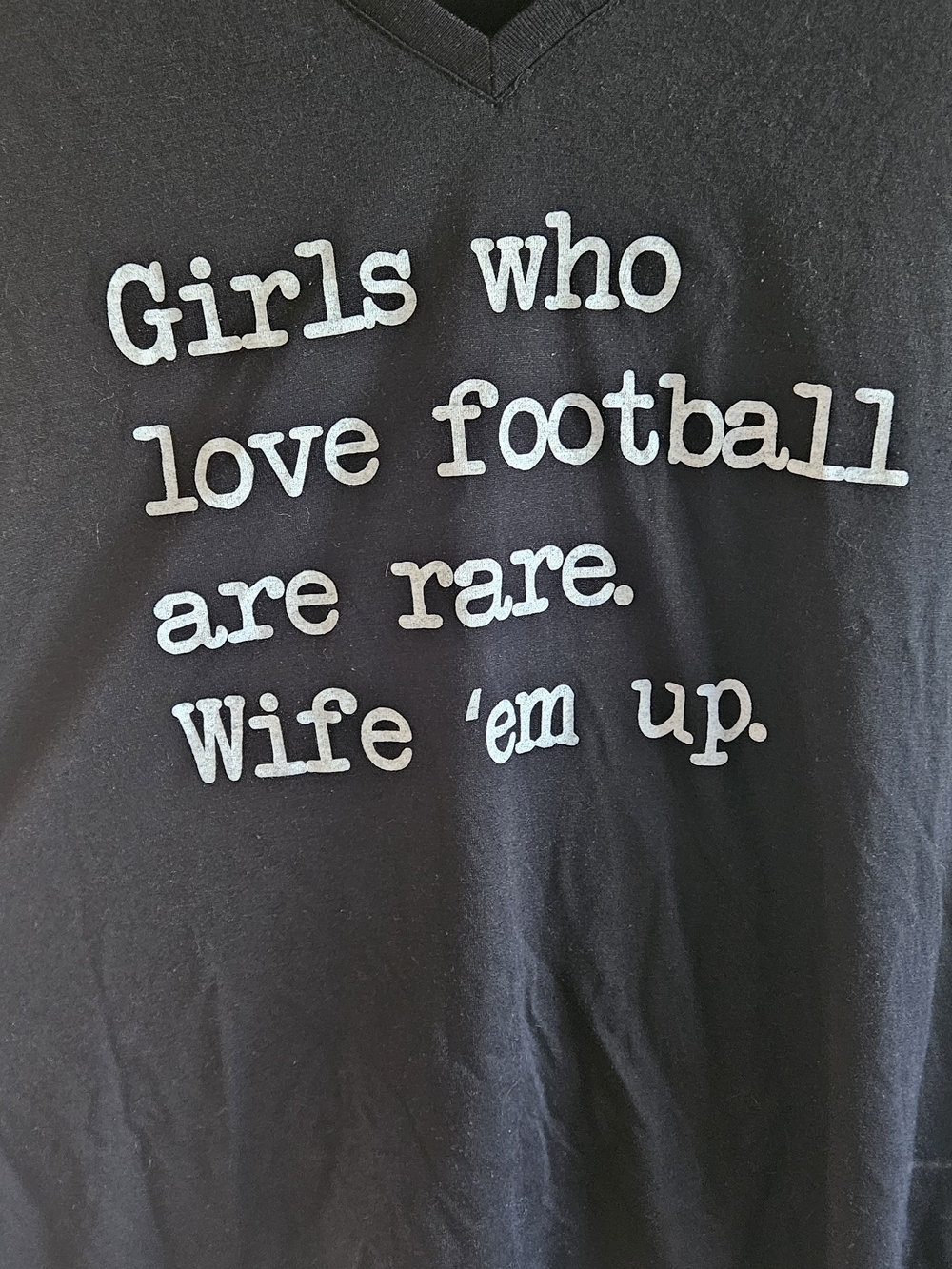 Graphic V-Neck Tee - Black "Girls Who Love Football" - Unbranded